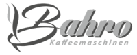 Logo von Bahro Kaffeemaschinen in grauer Schrift mit stilisierter Kaffeebohne.